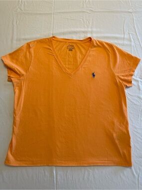 Polo by Ralph Lauren Women’s XL V-Neck Short Sleeve Cotton Tee Embroidered Pony
